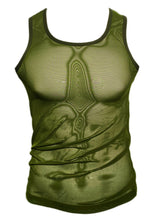 Load image into Gallery viewer, A see-through army green mesh tank top