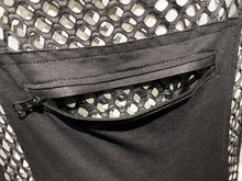 Load image into Gallery viewer, Close up view of the kangaroo pocket, with the zipper undone.