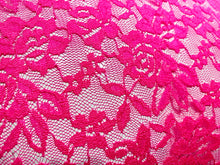 Load image into Gallery viewer, Close up view of hot pink lace fabric
