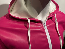 Load image into Gallery viewer, Metallic Faux Leather Hoodie - Hot Pink
