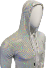 Load image into Gallery viewer, Flat Sequins Hoodie - White Holographic
