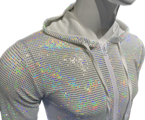 Flat Sequins Hoodie - White Holographic