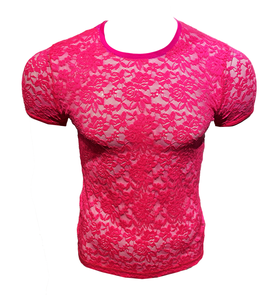 Hot Pink Lace Tee - Gay, Rave, Fashion, Festival, Pride – Knobs SF