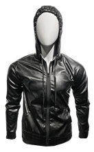 Load image into Gallery viewer, Metallic Faux Leather Hoodie - Black
