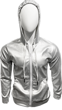 Load image into Gallery viewer, Metallic Faux Leather Hoodie - Silver
