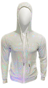 Flat Sequins Hoodie - White Holographic