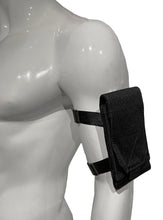Load image into Gallery viewer, Black canvas arm/leg bag worn on the arm of a mannequin