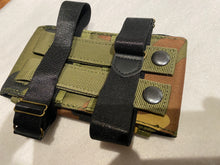 Load image into Gallery viewer, Close up rear view of camo canvas arm/leg bag