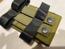 Load image into Gallery viewer, Close up rear view of army green canvas arm/leg bag