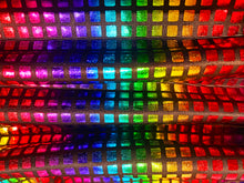 Load image into Gallery viewer, Detail view of the black rainbow disco queen fabric