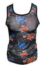 Load image into Gallery viewer, Made in SF Printed Floral Mesh Tanks - Black Blue
