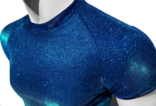 Load image into Gallery viewer, Close up view of mannequin wearing sapphire glitter crop top