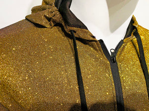 Glitter Zip UP Hoodie - Gold