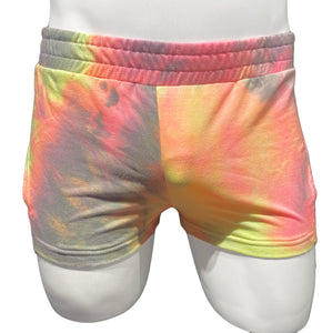 Open Side Shorts -Pink Yellow Tie Dye