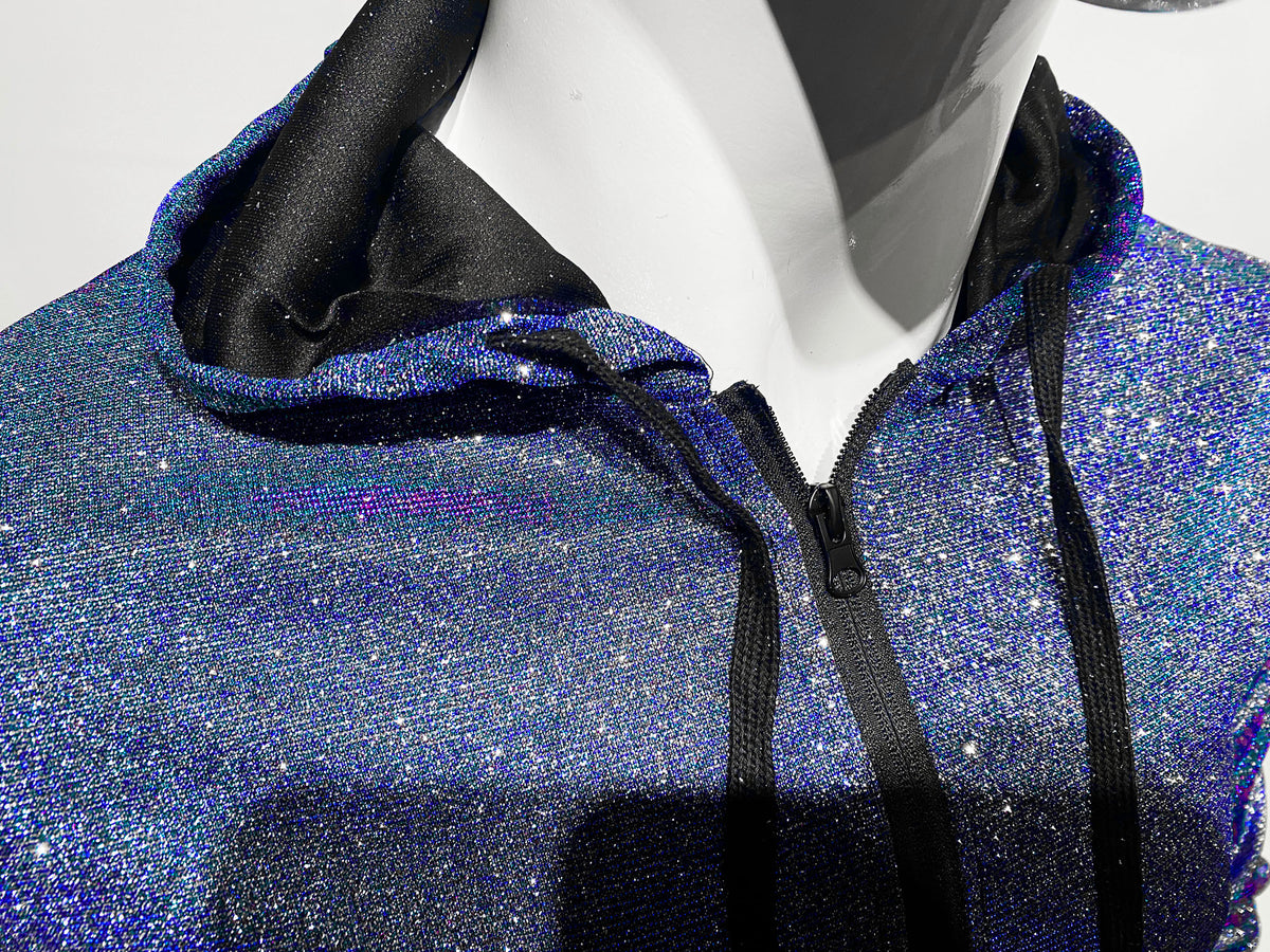 Glitter Zip UP Hoodie - Blue – Knobs SF