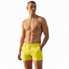 Load image into Gallery viewer, Lemon chino shorts worn by a shirtless model