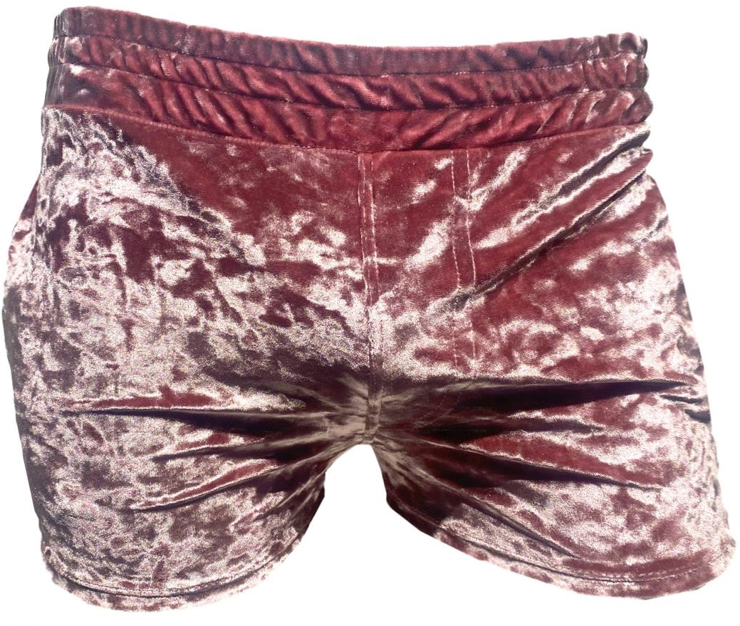 Made in SF CRUSHED VELVET SHORTS - DUSTY ROSE