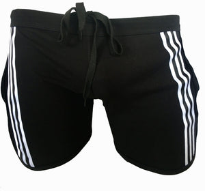 KNOBS Ribbon GYM Shorts-Black And White Stripe