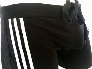 KNOBS Ribbon GYM Shorts-Black And White Stripe