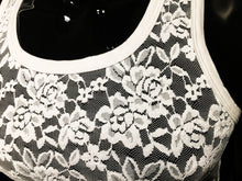 Load image into Gallery viewer, Close up of mannequin wearing white lace tank top