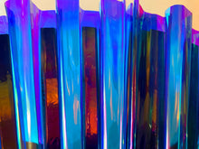 Load image into Gallery viewer, Close up of blue purple vinyl fan fabric