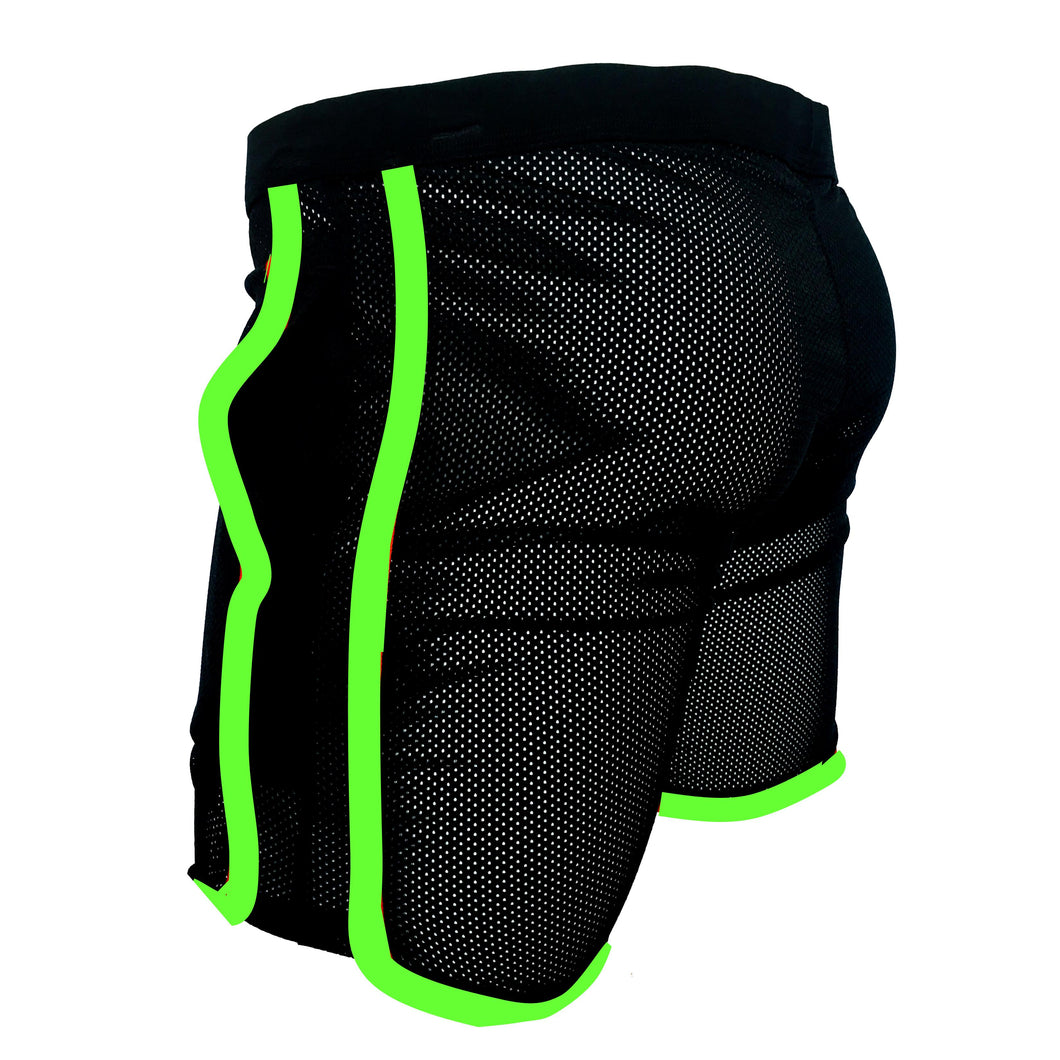 Knobs Sports Mesh GYM Shorts-Black With Neon Green