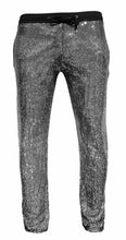 Load image into Gallery viewer, FLAT SEQUINS DRAWSTRING PANTS - BLACK SILVER
