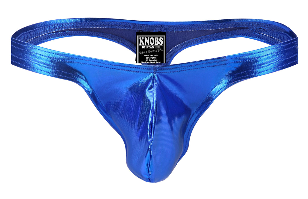 Solid Metallic Thong - Blue