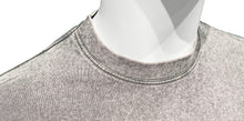 Load image into Gallery viewer, Close up view of acid wash grey cotton crop top neckline on a white mannequin
