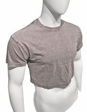 Load image into Gallery viewer, Acid wash cotton crop in grey, on a white mannequin
