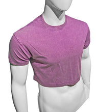 Load image into Gallery viewer, Acid wash cotton crop tee in purple, on a white mannequin
