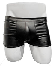 Load image into Gallery viewer, Mannequin wearing black matte metallic trunks - front

