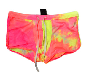 Tie Dye Booty Shorts - Pink Yellow