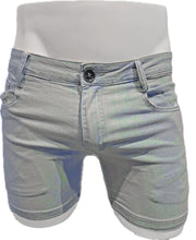 Load image into Gallery viewer, Light Blue denim shorts on a white mannequin

