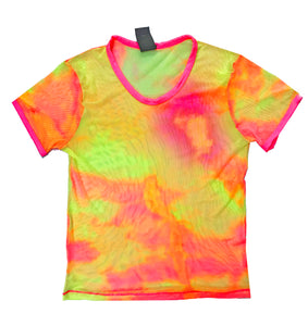 Tie Dye Fine Net Tee - Pink Yellow