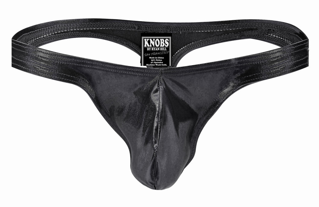 Solid Metallic Thong - Black