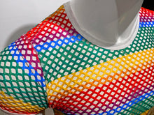 Load image into Gallery viewer, Rainbow Stripe Fishnet Tee - White
