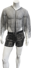 Load image into Gallery viewer, Glitter Poncho - Short Caftan - Black Silver
