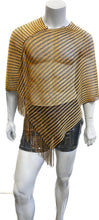 Load image into Gallery viewer, Glitter Poncho - Short Caftan - Gold Black Stripes
