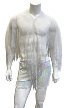 Load image into Gallery viewer, Glitter Poncho - Short Caftan - White Silver
