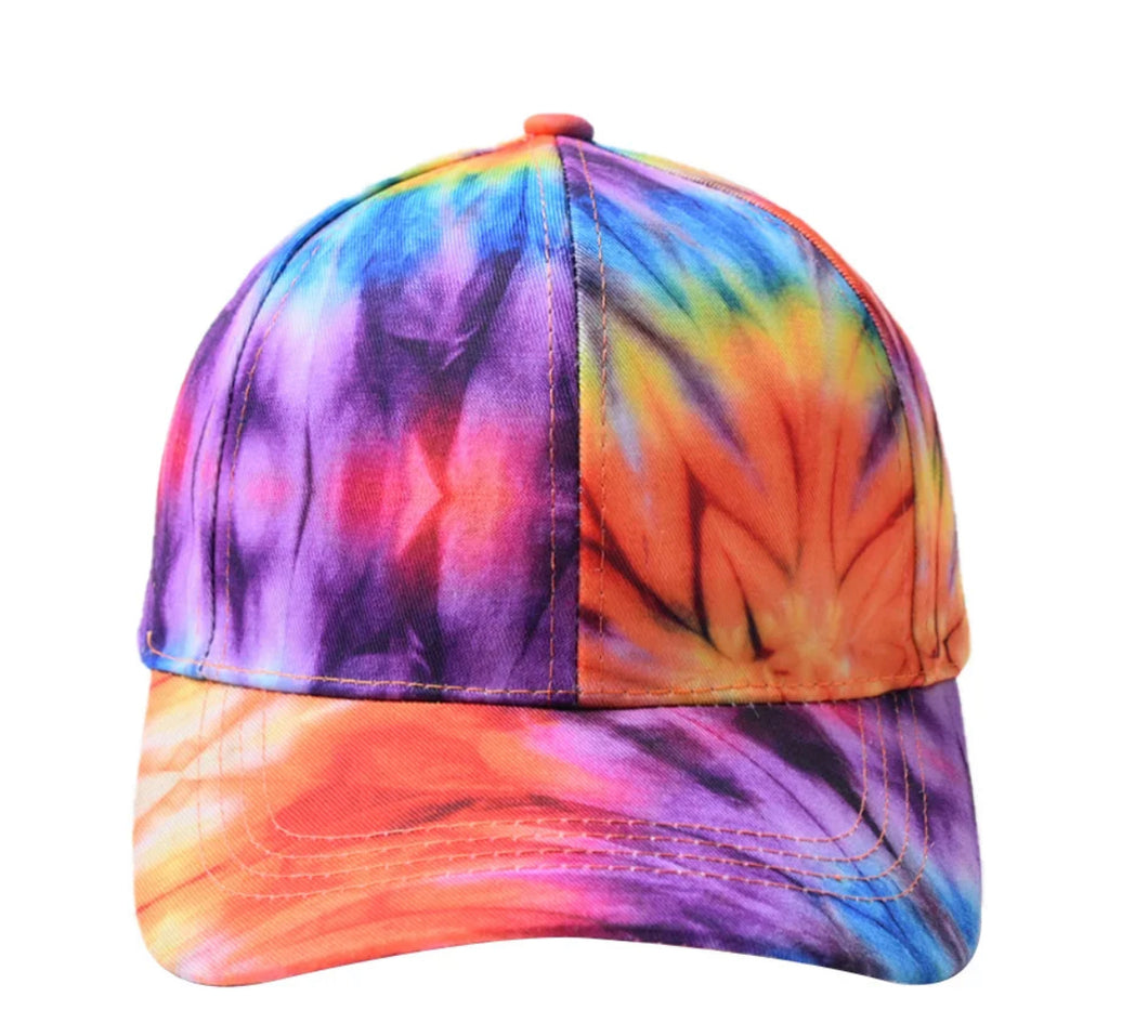 Tie Dye Printed Baseball Hat - Dark Multi