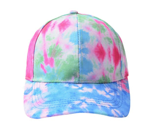 Tie Dye Printed Baseball Hat - Pink Multi