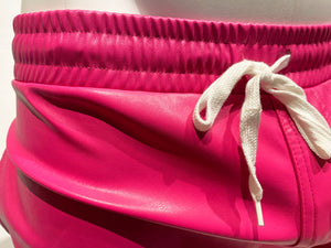 Metallic Faux Leather Shorts - Hot Pink