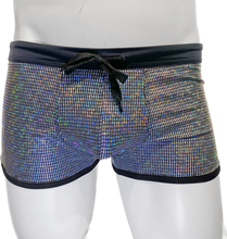 Load image into Gallery viewer, Disco Ball Booty Shorts - Silver black
