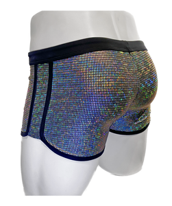 Disco Ball Booty Shorts - Silver black