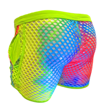 Load image into Gallery viewer, Neon Fishnet Shorts - Rainbow Tie Dye
