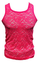 Load image into Gallery viewer, Hot Pink Lace - See Through Sexy Mesh Men&#39;s Tank
