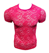 Load image into Gallery viewer, Hot Pink Lace Tee

