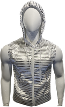 Load image into Gallery viewer, Sequins Zip Up Hooded Vest - White Silver
