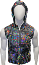 Load image into Gallery viewer, Flat Sequins Zip Up Hooded Vest - Black Holo
